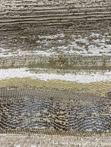 Stretch Of Dawn Sand Tapestry Chenille Upholstery Fabric - Beige Sand Gray Off White Taupe Antique Brown Horizontal Stripe, 56" Width (1 Yard)