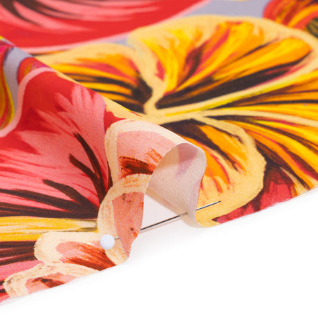Polyester Satin - Orange, Red and Lemon Yellow Lush Flowers - Mood Exclusive Fireflower Paradise Print