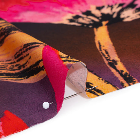Polyester Satin - Hot Pink, Red and Black Big Flowers - Mood Exclusive Poppy Panorama Print