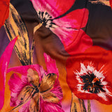 Polyester Satin - Hot Pink, Red and Black Big Flowers - Mood Exclusive Poppy Panorama Print