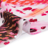 Polyester Satin - Vivid Pink, Orange and Black Abstract Florals and Spots - Mood Exclusive Mirage Botanique Print