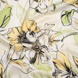 Polyester Satin - Pale Yellow, Sage Green and Black Sketched Florals - Mood Exclusive A Study of Spring Print