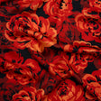 Polyester Satin - Scarlet Red, Burgundy and Black Roses - Mood Exclusive Midnight Muse Print
