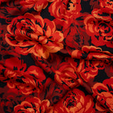 Polyester Satin - Scarlet Red, Burgundy and Black Roses - Mood Exclusive Midnight Muse Print