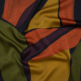 Polyester Satin - Olive Green, Aubergine and Mustard Abstract Shapes - Mood Exclusive Terra Mosaic Print
