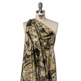 Polyester Satin - Brown, Beige and Olive Green Paisley - Mood Exclusive Drifting Dream Print