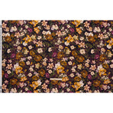 Polyester Satin - Mustard Yellow, Plum Purple and Cream Floral - Mood Exclusive Garden Tangle Print