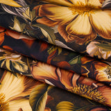 Polyester Satin - Peach, Green and Brown Floral - Mood Exclusive Camouflora Print