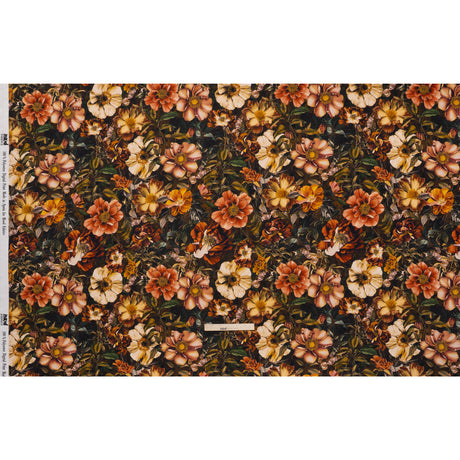 Polyester Satin - Peach, Green and Brown Floral - Mood Exclusive Camouflora Print