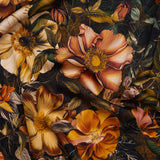 Polyester Satin - Peach, Green and Brown Floral - Mood Exclusive Camouflora Print