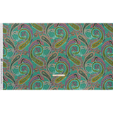 Polyester Satin - Jade Green, Dusty Magenta and Peachy Orange Paisley - Mood Exclusive Swirling Sonata Print