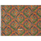 Polyester Satin - Pumpkin Orange, Jade Green and Purple Paisley - Mood Exclusive Swirling Sonata Print