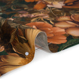 Linen and Rayon Woven - Orange, Dark Green and Brown Lush Floral - Mood Exclusive Camouflora Print