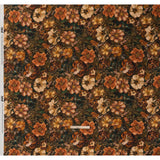 Linen and Rayon Woven - Orange, Dark Green and Brown Lush Floral - Mood Exclusive Camouflora Print