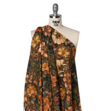 Linen and Rayon Woven - Orange, Dark Green and Brown Lush Floral - Mood Exclusive Camouflora Print
