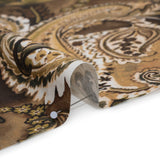 Linen and Rayon Woven - Brown, Beige and Olive Green Paisley - Mood Exclusive Drifting Dream Print