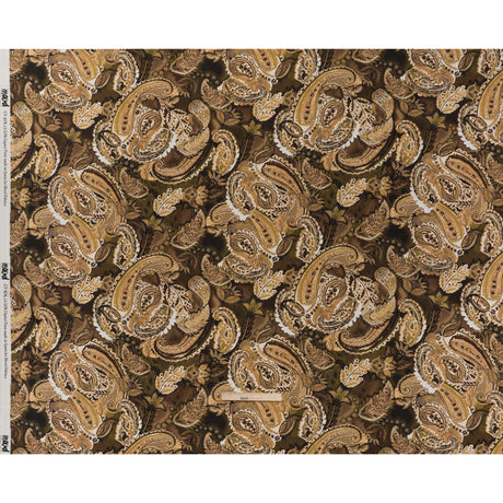 Linen and Rayon Woven - Brown, Beige and Olive Green Paisley - Mood Exclusive Drifting Dream Print