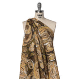 Linen and Rayon Woven - Brown, Beige and Olive Green Paisley - Mood Exclusive Drifting Dream Print