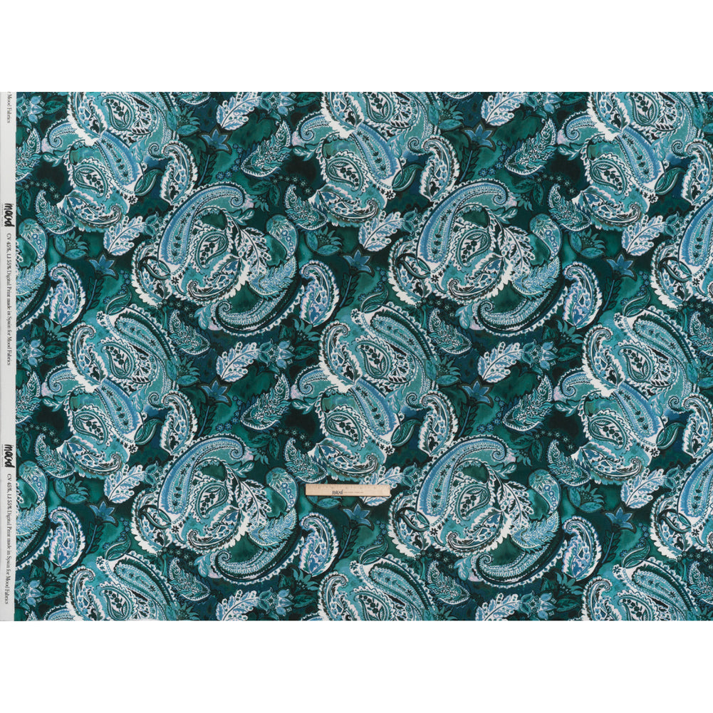 Linen and Rayon Woven - Blue, Green and Teal Paisley - Mood Exclusive Drifting Dream Print