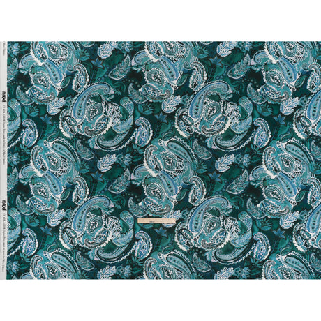 Linen and Rayon Woven - Blue, Green and Teal Paisley - Mood Exclusive Drifting Dream Print