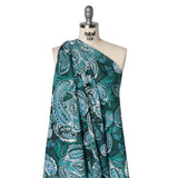 Linen and Rayon Woven - Blue, Green and Teal Paisley - Mood Exclusive Drifting Dream Print