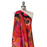 Linen and Rayon Woven - Magenta, Scarlet and Brown Big Painterly Flowers - Mood Exclusive Poppy Panorama Print