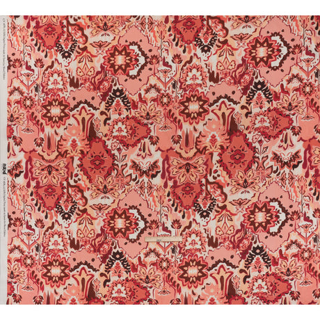 Linen and Rayon Woven - Pink, Peach and Pale Orange Almost-Geometric Floral - Mood Exclusive Fractured Flora Print