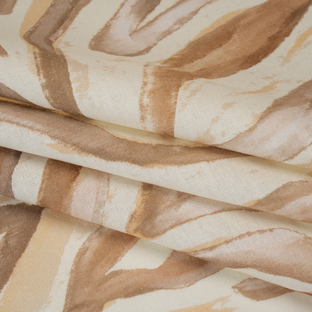 Linen and Rayon Woven - Beige, Brown and Cream Painterly Animal Stripes - Mood Exclusive Safari Sweep Print