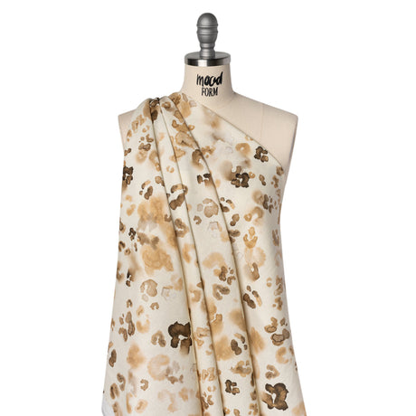 Linen and Rayon Woven - Beige, Brown and Cream Painterly Animal Spots - Mood Exclusive Dappled Desert Print