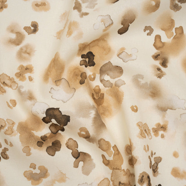 Linen and Rayon Woven - Beige, Brown and Cream Painterly Animal Spots - Mood Exclusive Dappled Desert Print