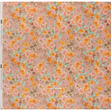 Linen and Rayon Woven - Dusty Pink, Orange and Olive Green Floral - Mood Exclusive First Blush Print