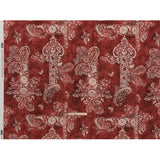 Linen and Rayon Woven - Dark Red and White Paisley and Frames - Mood Exclusive Arabesque Allure Print