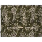 Linen and Rayon Woven - Forest Green and White Paisley and Frames - Mood Exclusive Arabesque Allure Print