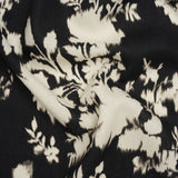 Linen and Rayon Woven - Black and Off White Ikat-Like Floral Silhouettes - Mood Exclusive Dahlia Daydreams Print