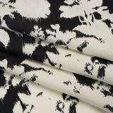 Linen and Rayon Woven - Black and Off White Ikat-Inspired Floral Silhouettes - Mood Exclusive Summer Sketches Print