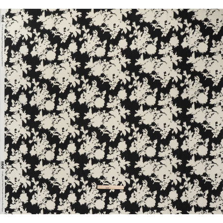 Linen and Rayon Woven - Black and Off White Ikat-Inspired Floral Silhouettes - Mood Exclusive Summer Sketches Print