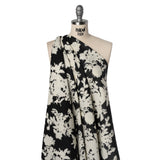 Linen and Rayon Woven - Black and Off White Ikat-Inspired Floral Silhouettes - Mood Exclusive Summer Sketches Print