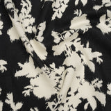 Linen and Rayon Woven - Black and Off White Ikat-Inspired Floral Silhouettes - Mood Exclusive Summer Sketches Print