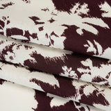 Linen and Rayon Woven - Grape Wine and Off White Ikat-Inspired Floral Silhouettes - Mood Exclusive Summer Sketches Print