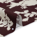 Linen and Rayon Woven - Grape Wine and Off White Ikat-Inspired Floral Silhouettes - Mood Exclusive Summer Sketches Print