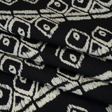 Linen and Rayon Woven - Midnight and Off White Soft Geometrics - Mood Exclusive Geo Drift Print