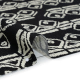 Linen and Rayon Woven - Midnight and Off White Soft Geometrics - Mood Exclusive Geo Drift Print