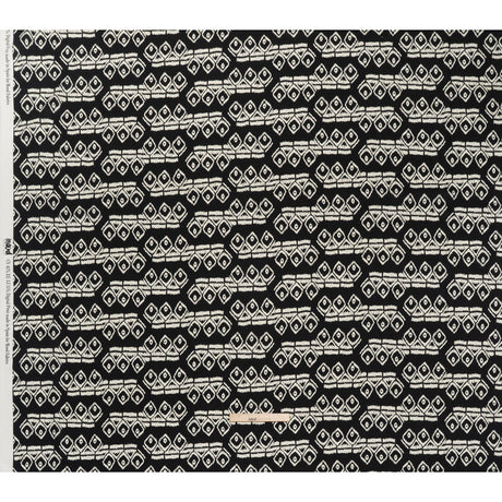 Linen and Rayon Woven - Midnight and Off White Soft Geometrics - Mood Exclusive Geo Drift Print