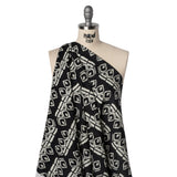 Linen and Rayon Woven - Midnight and Off White Soft Geometrics - Mood Exclusive Geo Drift Print