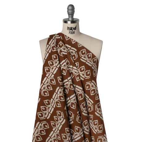 Linen and Rayon Woven - Brown and Off White Soft Geometrics - Mood Exclusive Geo Drift Print