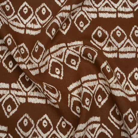 Linen and Rayon Woven - Brown and Off White Soft Geometrics - Mood Exclusive Geo Drift Print