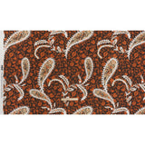 Linen and Rayon Woven - Dark Brown, Pumpkin Orange and White Paisley and Floral Vines - Mood Exclusive Blooming Boogie Print