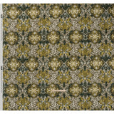 Linen and Rayon Woven - Olive, Lime Green and Cream Floral Diamonds - Mood Exclusive Fleur Filigree Print