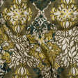 Linen and Rayon Woven - Olive, Lime Green and Cream Floral Diamonds - Mood Exclusive Fleur Filigree Print