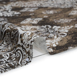 Linen and Rayon Woven - Dark Brown, Beige and White Floral Patches - Mood Exclusive Earthly Envy Print